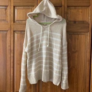 Boho Sweater with hood- cream colored.